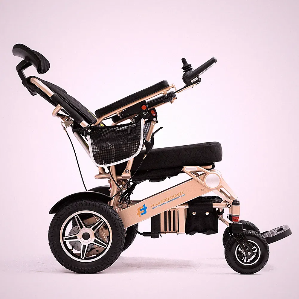 Manual Recline Lightweight Foldable Electric Wheelchair with Remote Controller